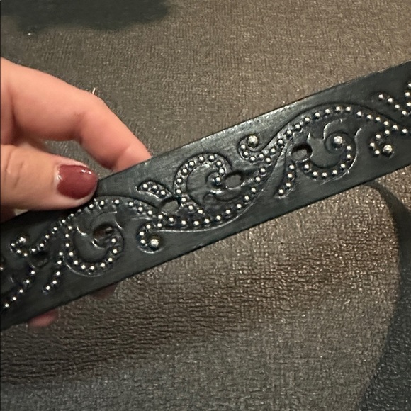 Tony Lama Black Belt with Turquoise Stone Buckle - Picture 4 of 11